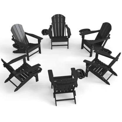 Juego de 6 sillas Adironda, silla Adironda plegable de HDPE con portavasos multifuncional, silla para fogones resistente a la intemperie