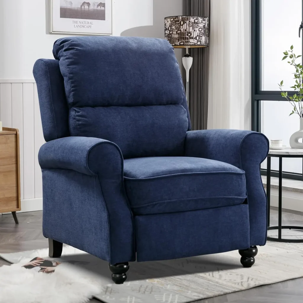 Anjhome-silla reclinable de tela con respaldo y asiento cómodos, sillón reclinable ajustable, sofá individual