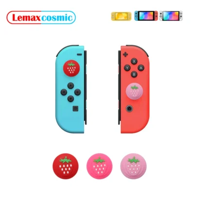 Thumbstick para Nintendo Switch OLED Lite Joy-Con, 2 piezas, Thumbstick de fresa, cubierta de Joystick, tapas de controlador
