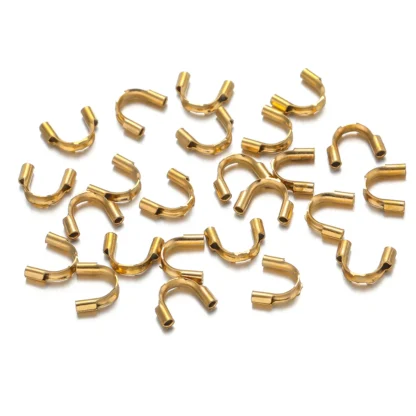 50 Uds. De hebillas de conexión en forma de U de acero inoxidable chapado en oro, protectores de cables para collar, pendientes, fabricación de suministros de joyería DIY