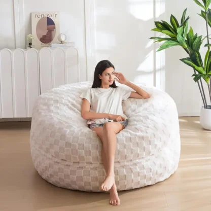 Silla tipo puf para adultos, silla grande con relleno de espuma de 4 pies, sofá perezoso de piel ultrasuave para sala de estar y dormitorio, Hine