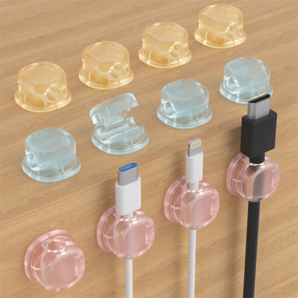 Organizador de cables magnéticos de 3 colores transparentes, soporte para cables de datos, cable de carga para teléfono de escritorio, clip para cargador, herramienta de almacenamiento
