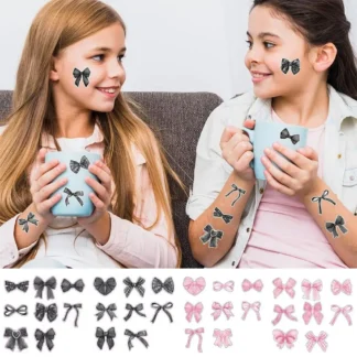 500 Uds. Pegatinas de sellado con lazo rosa y negro, etiquetas de sello de papel con patrón mixto, decoración de paquetes, pegatina para envolver regalos de 4,6x4cm