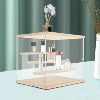 Vitrina acrílica transparente multicapa con puerta, caja para montar encimera, organizador de cubos de almacenamiento