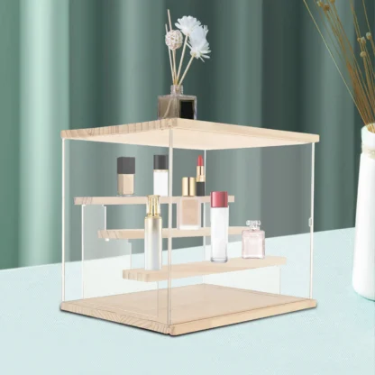 Vitrina acrílica transparente multicapa con puerta, caja para montar encimera, organizador de cubos de almacenamiento