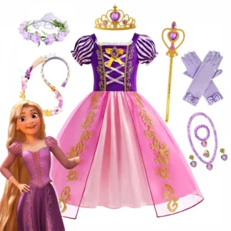 Disfraz de Rapunzel de Disney para niñas, vestido de princesa, Cosplay enredado, Halloween, Carnaval, fiesta de cumpleaños, vestido elegante, ropa