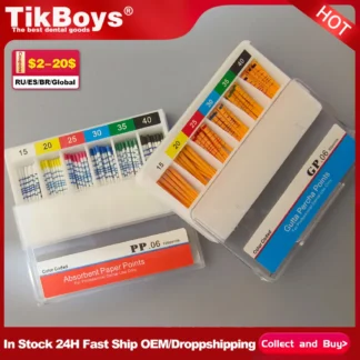 Puntos de papel absorbentes de gutapercha dental con marca 06 Taper GP06/PP06 15-40 # Cono de Endodoncia Dentista Gutahanger Dente