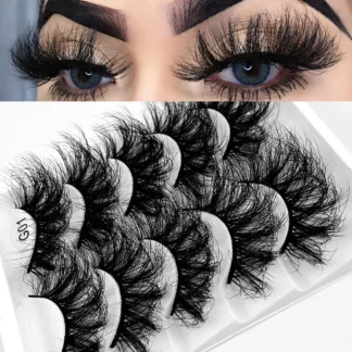 5 pares de pestañas postizas 8D de 25mm a granel, pestañas postizas esponjosas de imitación de visón Natural, maquillaje