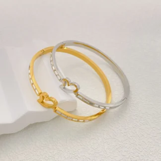 Brazaletes de corazón de acero inoxidable para mujer, pulsera de Metal de Color dorado y plateado, joyería de moda