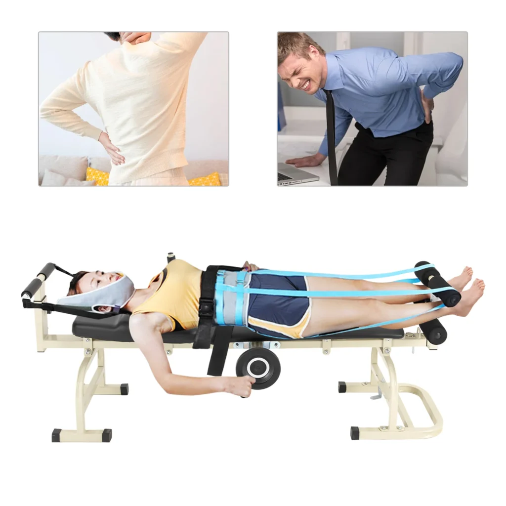 Cama de tracción, cama de masaje plegable, mesa de tracción Cervical y Lumbar, banco elástico para espalda, dispositivo de estiramiento corporal