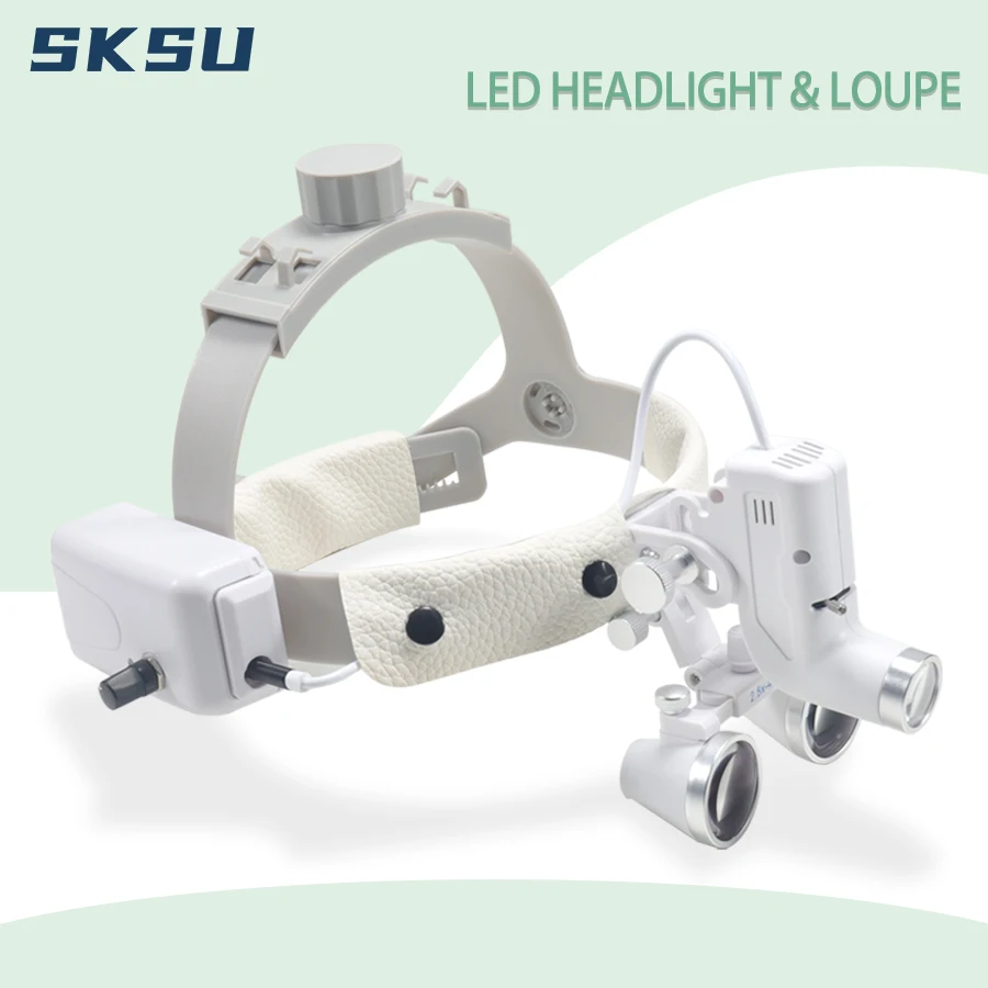 Lámpara de luz LED Dental, lupas binoculares, punto de brillo, laboratorio Dental ajustable, faro de 5W para faro quirúrgico 2.5X 3.5X
