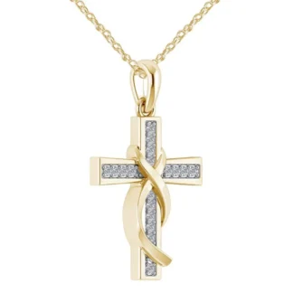 Collar con colgante de Cruz de diamantes de imitación para hombre y mujer, cadena de suéter, Cruz de Hip Hop, joyería chapada en oro