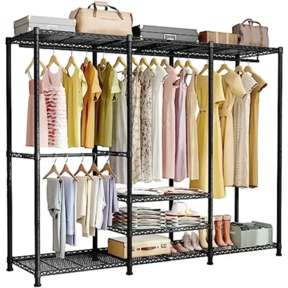 Perchero de Metal para ropa, organizador de armario resistente, 4 niveles, carga máxima de 780 libras, 67,9 pulgadas de ancho x 14,5 pulgadas de profundidad x 77,1 pulgadas de alto, sistema de almacenamiento, percha para ropa