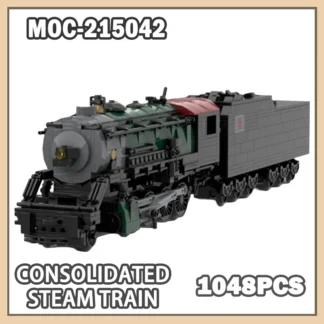 MOC- 215042   Tren de vapor consolidado, bloques de construcción, transporte urbano, decoración de oficina, bricolaje, cumpleaños, 1048 Uds.