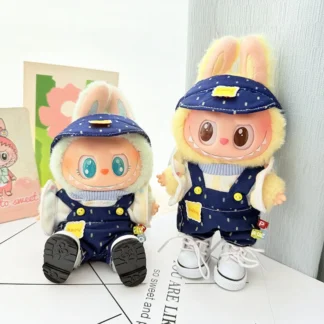 Ropa para muñecas Labubu I II, conjunto de gotas de lluvia azules bonitas, accesorios, ropa, zapatos, sombrero, ropa para muñecas de felpa