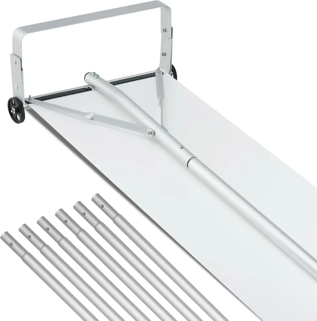 Rastrillo para techo de nieve, pala para techo de aluminio de 30 pies de alcance con paño deslizante, herramienta de extracción de nieve con hoja Premium de 19", segura en el techo