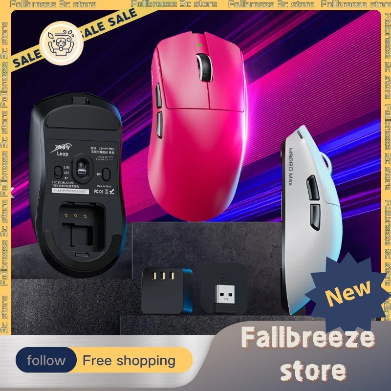 Ratón inalámbrico Leop M9, ratón Tri Mode personalizado Paw3395 8000Hz, ratón ligero para juegos, accesorio para PC reemplazable con batería, reproductor FPS