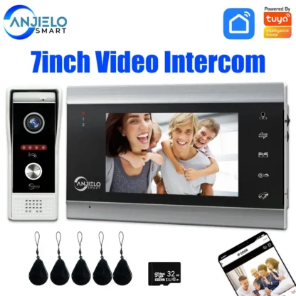 Intercomunicador de vídeo para casa, Monitor de 7 pulgadas, intercomunicador para casa, timbre de puerta con cámara, 1080P
