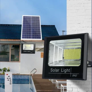 Luz Solar LED con control remoto 50W 100W 200W 300W 500W exterior impermeable IP67 farola patio trasero cubierta lámpara Solar al aire libre