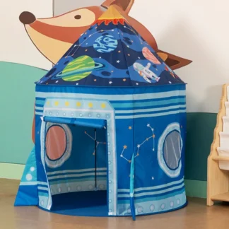 Tienda de campaña para niños con forma de cohete, tienda de juguete emergente para niños pequeños, gran espacio, casa de juegos para interiores y exteriores, fiesta