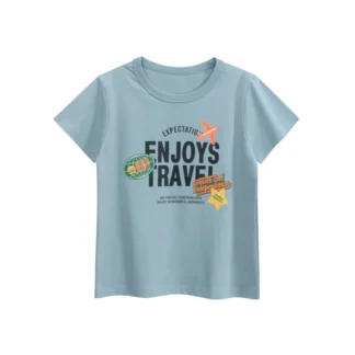 Camisetas con estampado de letras para niños, Camiseta de algodón de manga corta con cuello redondo, Tops para niños, verano 2025