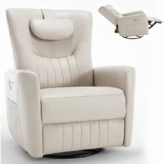 Sillón reclinable 270 °   Sillón reclinable giratorio con reposacabezas o silla reclinable con soporte lumbar