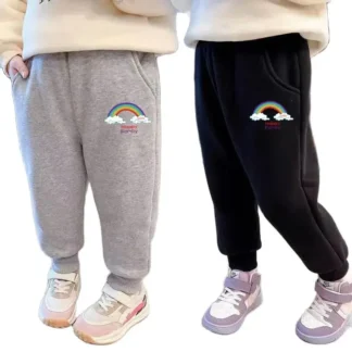 Pantalones de chándal de algodón para niña, pantalón informal con estampado de arcoíris, ropa deportiva para niño de 3 a 14 años, novedad de 2024