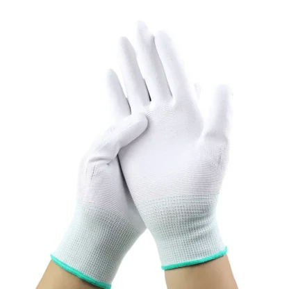 1 par de guantes antiestáticos ESD guantes de trabajo electrónicos recubiertos de pu palma recubierto dedo PC antideslizante para protección de los dedos