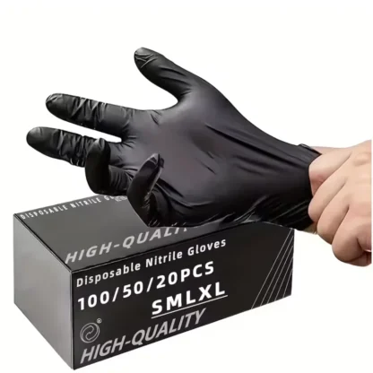 100/50/20 piezas guantes de nitrilo negros guantes desechables gruesos para limpiar peluquería guantes impermeables para tatuajes para lavar platos