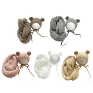 L5YF-Conjunto disfraz con tema oso para recién nacidos, manta y gorro únicos para recién nacidos, envoltura para bebé con