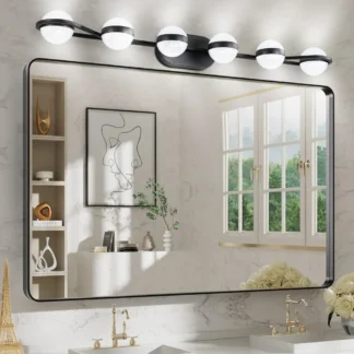 Luz LED para tocador de baño de 43 ", con 6 pantallas acrílicas de arena de cristal, aplique montado en la pared, accesorios de iluminación, armario de baño iluminado