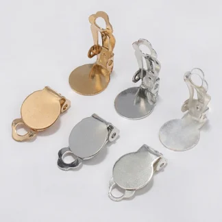 Base de Clip para oreja de 50 piezas, Base de ajuste en blanco de hierro de Color dorado KC, ajuste de cabujón de vidrio de 10mm, camafeo, fabricación de joyas, componentes DIY