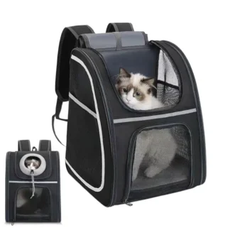 Mochila para perros, transportador suave para gatos, mochila plegable para cachorros, tira reflectante, bolsa de viaje para perros, mochila de almacenamiento para cachorros y gatitos
