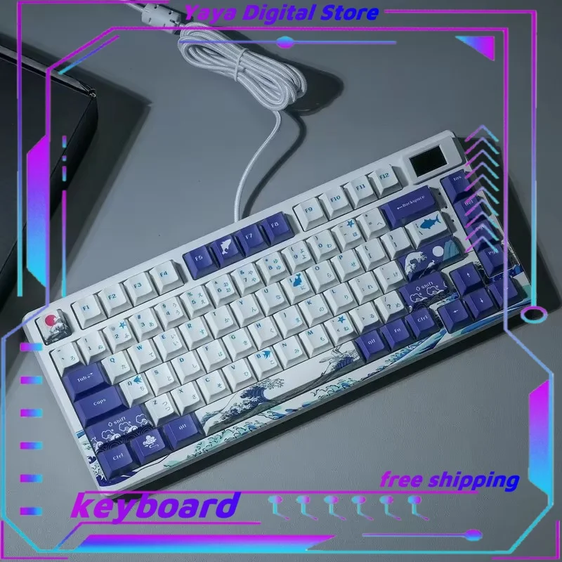 Teclado mecánico para jugar con cable de 87 teclas, pantalla Oled, tecla completa intercambiable en caliente, pudín, teclado retroiluminado Rgb, Pc, ordenador y portátil