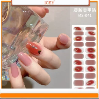 Icey Beauty-Juego de pasta de realce de Gel para uñas, pegatina dorada láser, estilo Ins, 1 Juego