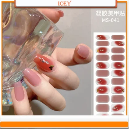 Icey Beauty-Juego de pasta de realce de Gel para uñas, pegatina dorada láser, estilo Ins, 1 Juego