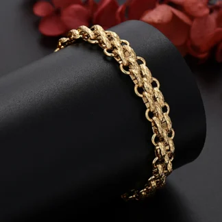 Pulseras de cadena de color dorado de 18K para hombres y mujeres, dijes personalizados de diseñador Original, fiesta de boda, regalos de Navidad, joyería de moda, 21cm
