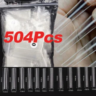 Puntas de uñas postizas curvas en C Extra largas, 504 piezas, 7-57mm, ABS, ataúd recto, XXXL, media cubierta