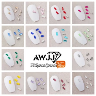 26 colores AWJJ 100 unids/pack 2x4mm Mini rectángulo Mahjong fantasía pegamento-ON Nail Art Rhinestone: garantiza un brillo de larga duración