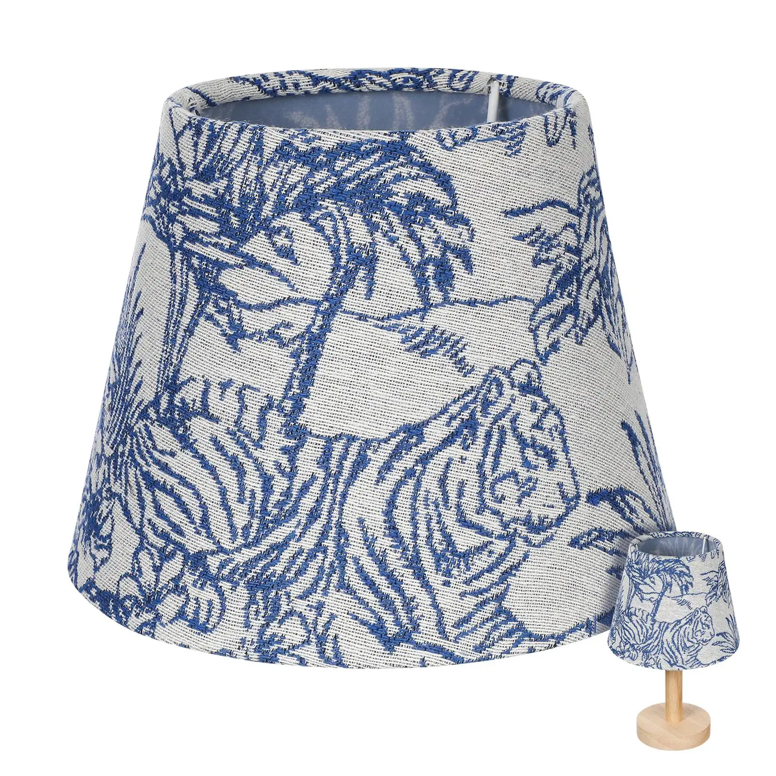 Pantalla de tela Floral, cubierta de suelo de escritorio con bordado azul claro, pantalla de lámpara Tropical, cubierta de lámpara de hierro, ambiente cálido y elegante