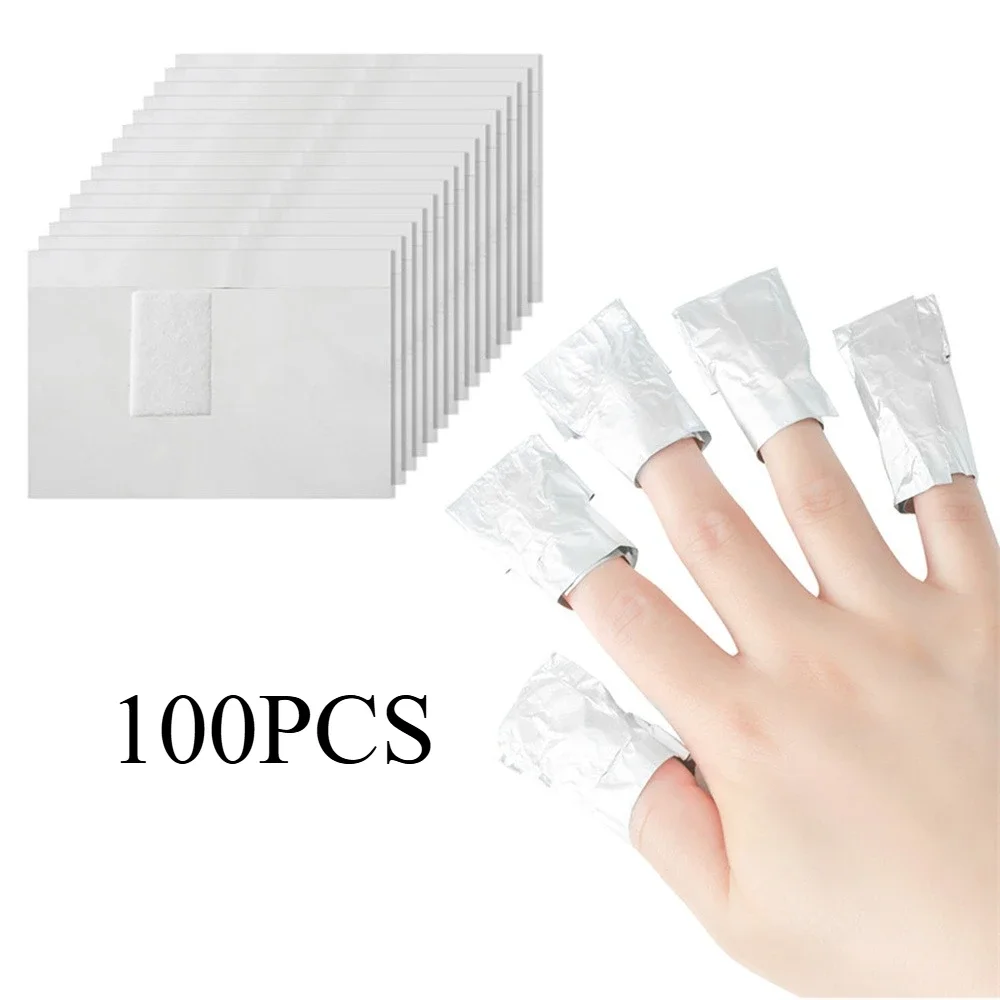 100 unids/bolsa profesional de aluminio para quitar uñas, envolturas para decoración de uñas, removedor de Gel para remojo, herramientas de manicura