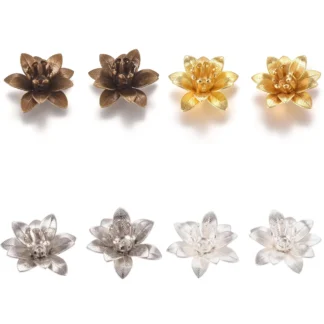 10 Uds. Tapas de cuentas de flores de latón 3D, tapas de cuentas de flores multipétalos, espaciadores de cuentas de Metal para hacer joyería DIY, pendientes, pulseras