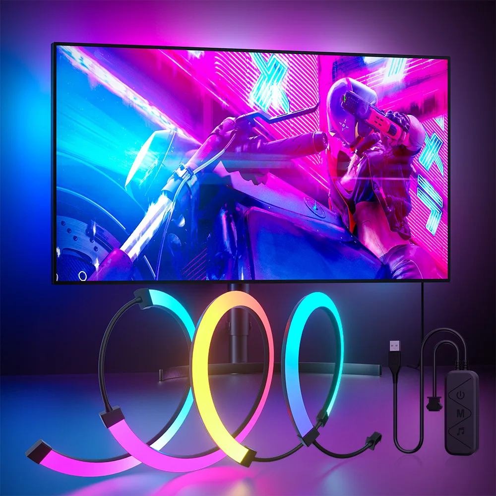Lámpara de pantalla de ordenador, lámpara Led RGB para PC, atmósfera de juego, iluminación Led, luces de pantalla fantasma síncronas, lámpara de cinta con interruptor Usb