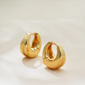 Pendientes de aro Retro gruesos y pequeños para mujer, aretes de aro impermeables chapados en oro de 18 quilates, accesorios de joyería para fiesta de acero inoxidable