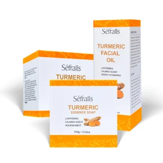 Séfralls Juego de cuidado de la piel con cúrcuma Suero facial para imperfecciones y arrugas Limpieza profunda Jabón de cúrcuma iluminador e hidratanteAntiarrugas