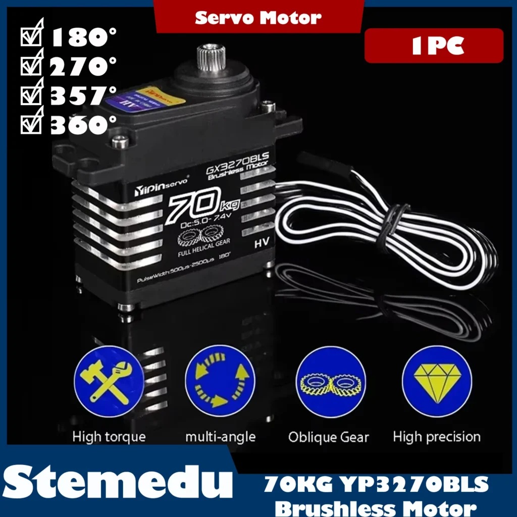 Servo de alto par de 70KG GX3270BLS Digital RC Servo Metal Gear IP68 Motor sin escobillas negro 180/270/357/360 grados para coche 1/10 1/12
