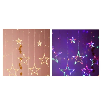 ABKD Navidad Luna estrella ventana guirnalda de luces USB y luces de cadena alimentadas por batería para ventana interior dormitorio
