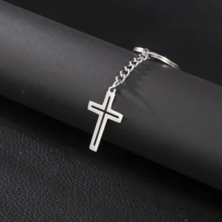 Llavero con colgante de cruz cristiana Punk para hombre, cadena de acero inoxidable para hacer llavero, llavero de coche, gancho, regalo de joyería religiosa