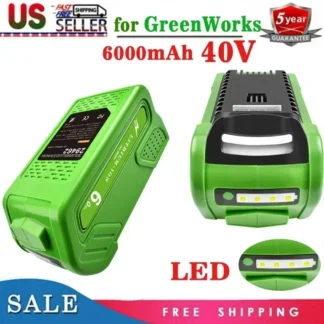 Buena batería recargable para greenworks 40v G-MAX 6ah 29252,22262, 25312, 25322, 20642, 22272, 27062 y 21242 Batería de repuesto