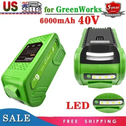 Buena batería recargable para greenworks 40v G-MAX 6ah 29252,22262, 25312, 25322, 20642, 22272, 27062 y 21242 Batería de repuesto